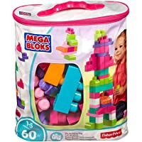 Mega Bloks Juego de construcción de 60 piezas- bolsa ecológica rosa- juguetes bebés 1 año (Mattel DCH54)